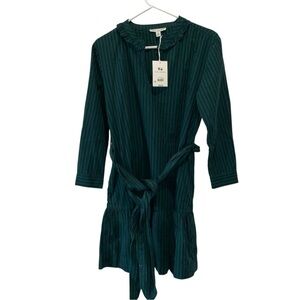Elegant Teal Striped Dress with Belt NWT